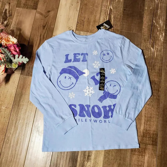 NWT Art Class Smiley World Girl's Size Large 10/12 Blue Long Sleeve Shirt - Picture 1 of 9